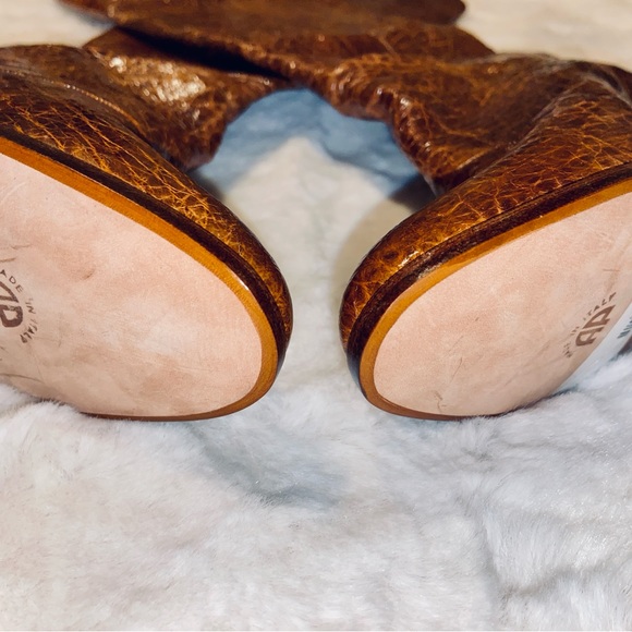 ANDREA PFISTER Soft Calf Leather Animal Textured Knee Brown Boots Sz 6 - Picture 2 of 10